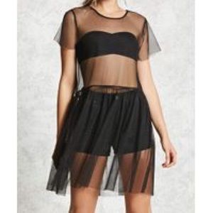Forever 21 mesh overlay babydoll dress